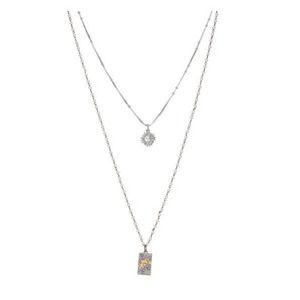Necklace simply Vera Vera Wang Pegasus  & sun silver toned layered necklace